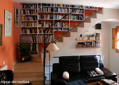 bookcase shelves staircase