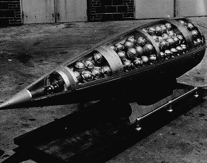 "Honest John" warhead containing dozens of M134 bomblets, each containing a pound of Sarin.