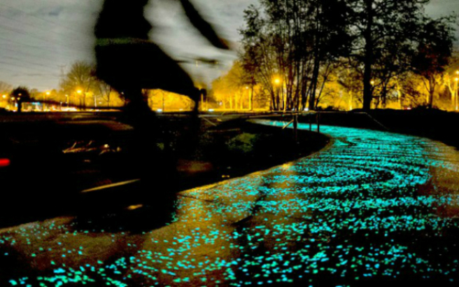 creative cycle path,Vincent VanGogh, starry night, cycling, hiking, paths, glow in the dark