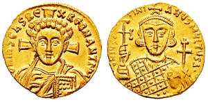 Χρυσός σόλιδος του Ιουστινιανού Β', 692 μ.Χ.